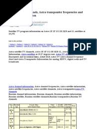 Astra Satellite Channels | PDF | Satellite Television | High ...
